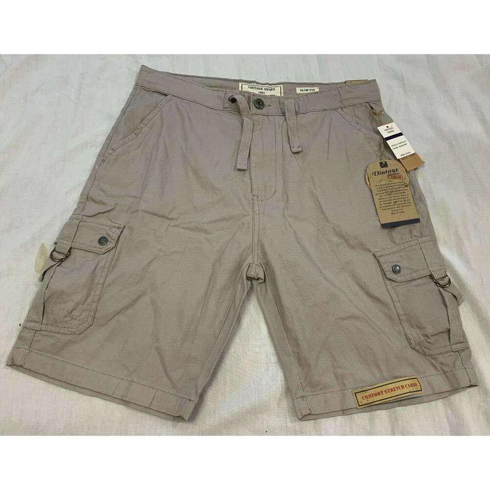 NWT VINTAGE GENES MENS CARGO STRETCH SLIM FIT SHORTS SIZE 36